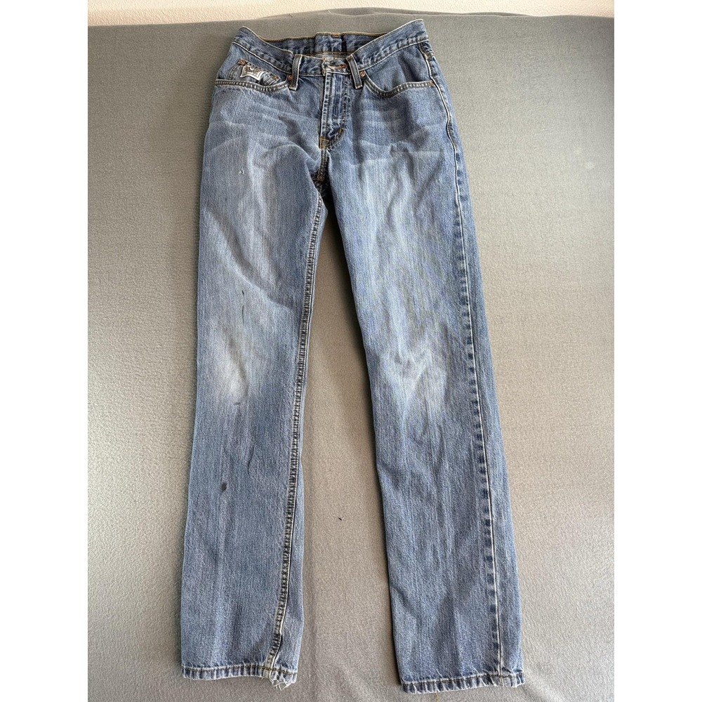 Cinch UP Jeans Mens 29x34 Med Wash Blue Regular Straight Distressed MB92834003